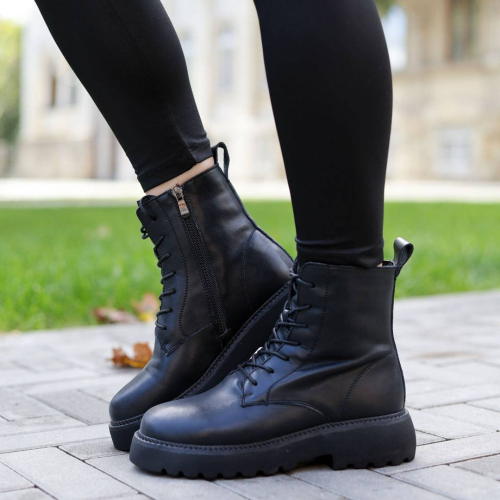 Ботинки женские кожаные  584431 Черные