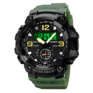 Мужские наручные часы Skmei 586447 Черные зеленые фото 2