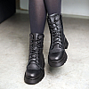 Ботинки кожаные с мехом 587451 Черные распродажа