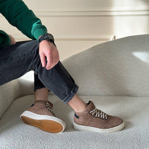 Кеды кожаные зимние 587338 Коричневые