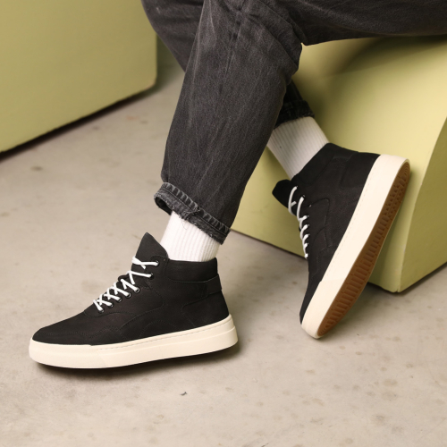 Кеды кожаные зимние 587473 Черные молочные распродажа