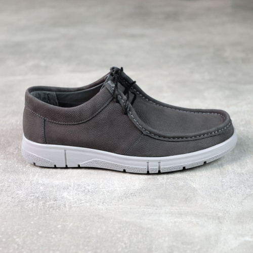 Мокасины мужские кожаные 588331 Серые распродажа