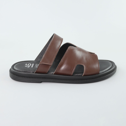 Шльопанці жіночі шкіряні 588863 Коричневі розпродаж