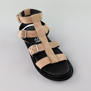 Сандалі жіночі замшеві 588902 Бежеві розпродаж фото 2