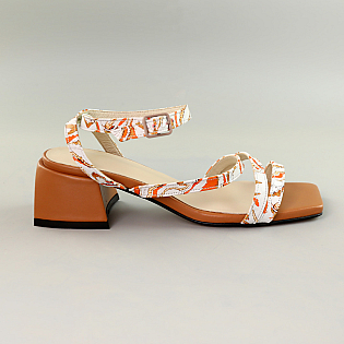 Босоножки женские кожаные 589044 Коричневые белые распродажа фото 1