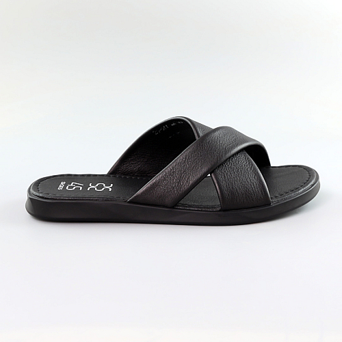 Шльопанці чоловічі шкіряні 583373 Чорні розпродаж