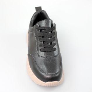 Кроссовки женские кожаные 589687 Черные распродажа фото 2