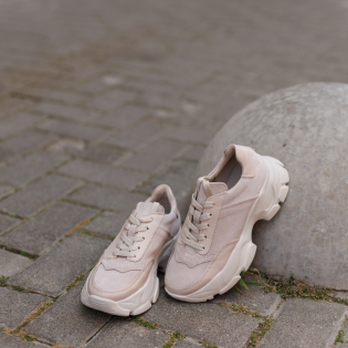 Кроссовки женские замшевые 589931 Бежевые распродажа фото 2