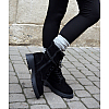 Черевики женские замшевые мех 590106 Черные