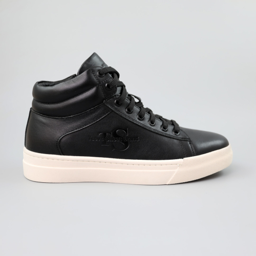 Кеды мужские кожаные мех 590093 Черные