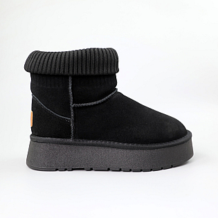 Угги жіночі замшеві 590146 Чорні фото 1