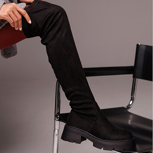 Ботфорти жіночі утеплені 590111 Чорні