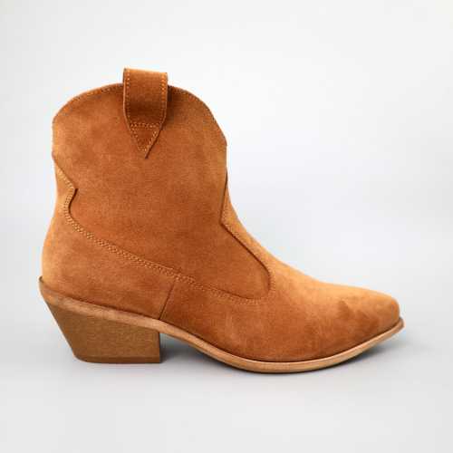 Ботинки казаки женские замшевые байка 590357 Рыжие