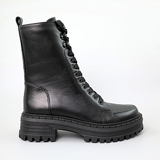 Черевики жіночі шкіряні хутро 590575 Чорні фото 1