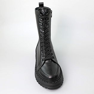 Черевики жіночі шкіряні хутро 590575 Чорні фото 2