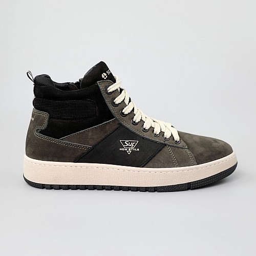 Кеды мужские замшевые мех 590560 Хаки черные