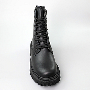 Черевики жіночі шкіряні хутро 590817 Чорні фото 2