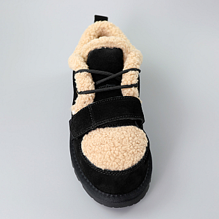 Угги женские замшевые мех 590930 Черные фото 2