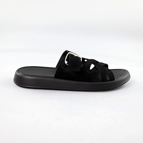 Шлепанцы женские замш 591966 Черные