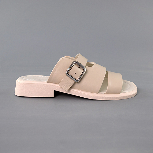 Шлепанцы женские кожа 591634 Бежевые распродажа