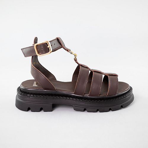 Сандали женские кожа 592005 Коричневые распродажа