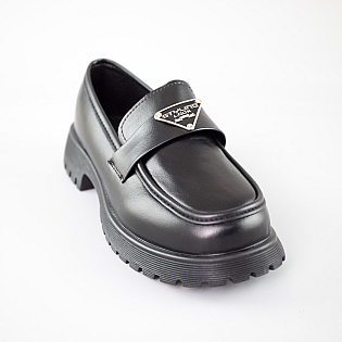 Лофери жіночі на тракторній підошві 592710 Чорні розпродаж фото 2