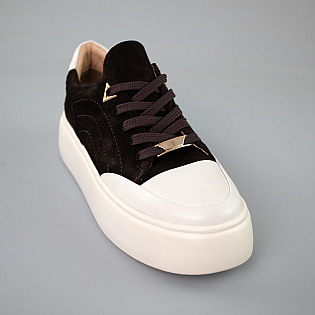 Кеди жіночі замшеві 592629 Коричневі розпродаж фото 2