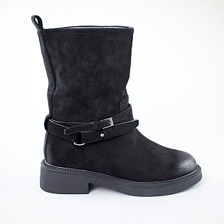 Ботинки женские замш байка 592943 Черные распродажа фото 1