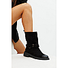 Ботинки женские замш байка 592943 Черные распродажа
