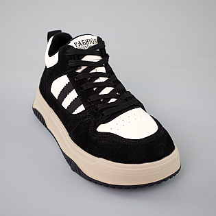 Кеди жіночі замш байка 592958 Чорні фото 2