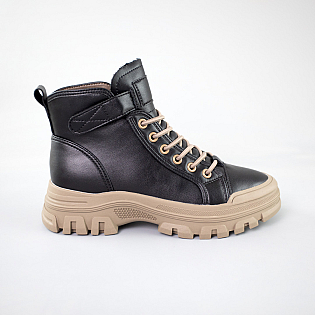 Черевики жіночі шкіра байка 592916 Чорні фото 1