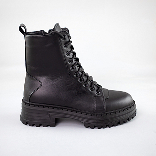 Черевики жіночі шкіра хутро 592692 Чорні фото 1