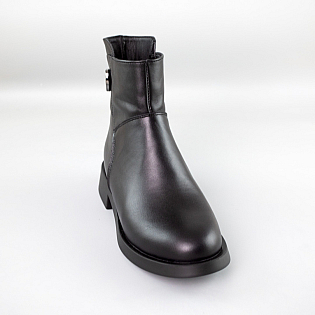 Черевики жіночі шкіра хутро 592727 Чорні фото 2