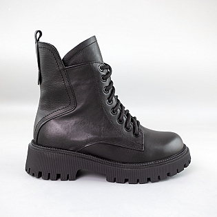 Черевики жіночі шкіра хутро 592728 Чорні фото 1