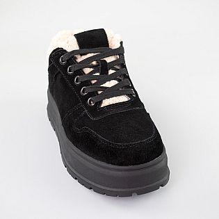 Кеди жіночі замш хутро 593138 Чорні фото 2