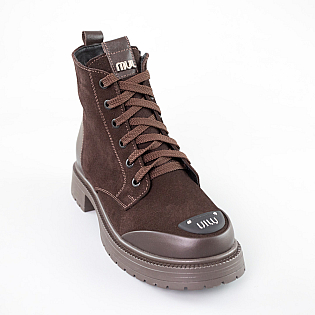 Черевики жіночі замш на хутрі 592700 Коричневі фото 2