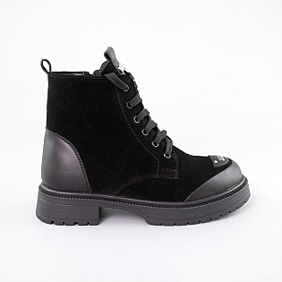 Черевики жіночі замш на хутрі 592699 Чорні фото 1