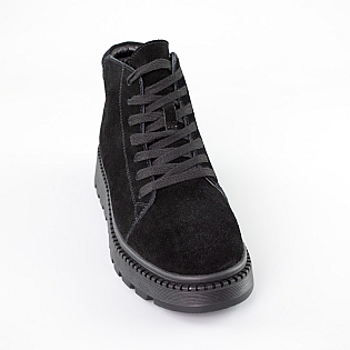 Кросівки жіночі замш на хутрі 593171 Чорні фото 2