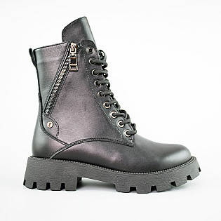 Ботинки женские кожа мех 592647 Черные фото 1