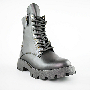 Ботинки женские кожа мех 592647 Черные фото 2