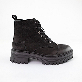 Ботинки женские кожаные на меху 592653 Черные распродажа фото 1