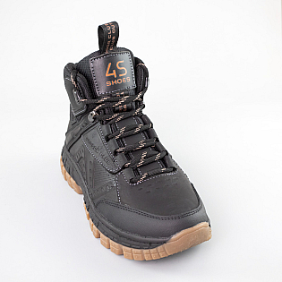 Ботинки мужские кожаные мех 593024 Черные фото 2