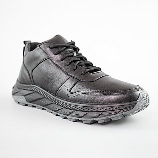 Кросівки чоловічі шкіряні на хутрі 593020 Чорні фото 2