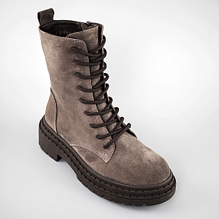 Черевики жіночі замш на хутрі 592738 Сірі Коричневі  фото 2