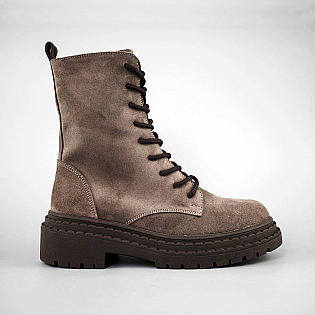 Черевики жіночі замш на хутрі 592738 Сірі Коричневі  фото 1