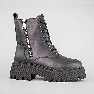 Черевики жіночі шкіряні на хутрі 593226 Чорні фото 1