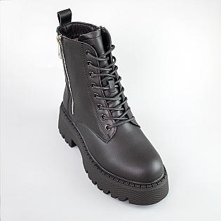 Черевики жіночі шкіряні на хутрі 593226 Чорні фото 2