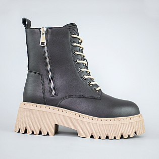 Черевики жіночі шкіряні на хутрі 593227 Чорні фото 1