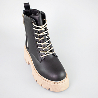 Черевики жіночі шкіряні на хутрі 593227 Чорні фото 2