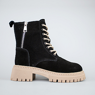 Черевики жіночі замшеві на хутрі 593228 Чорні фото 1